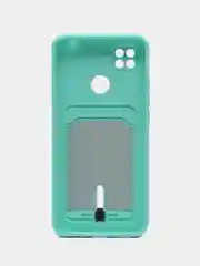 Бирюзовый чехол Xiaomi Redmi 9C / 9C NFC / 10A (Сяоми Редми 9С, 10А) с карманом для карт