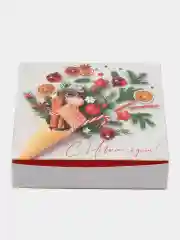 Алый коробка подарочная новогодняя  "Новый год", складная