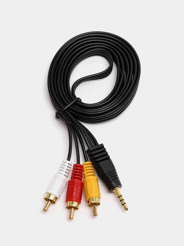 Кабель 3.5 M - 3RCA M, LAN, 1.5 м, чёрный