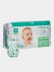 Подгузники Offspring, расцветка "Листочки", M, 6-10 кг, 42 штуки