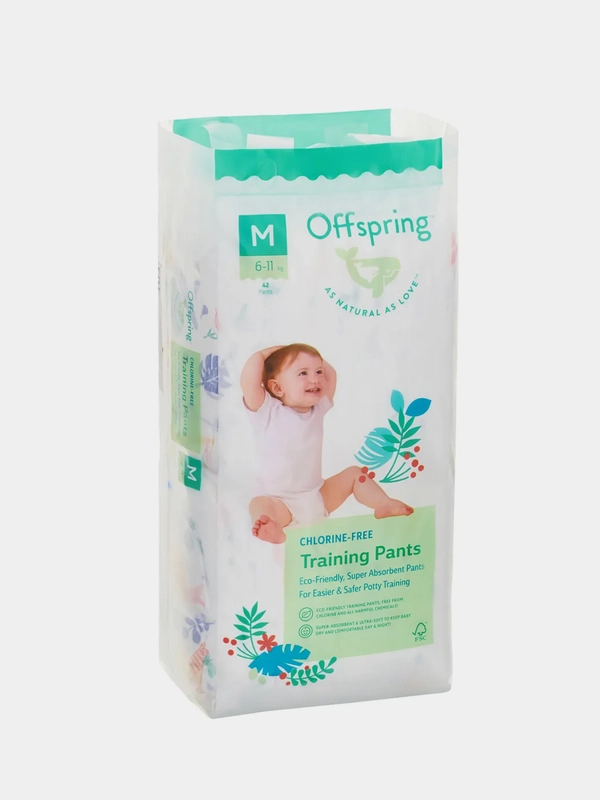 Трусики-подгузники Offspring, расцветка "Джунгли", M, 6-11 кг, 42 штуки