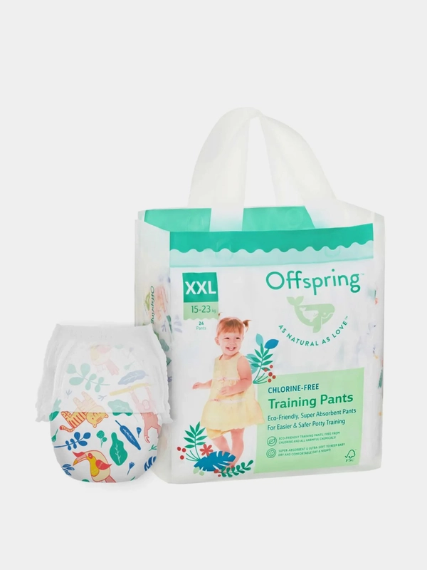 Трусики-подгузники Offspring, расцветка "Джунгли", XXL, 15-23 кг, 24 штук