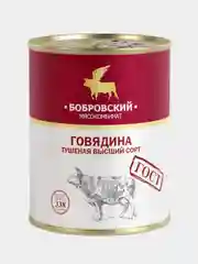Говядина тушеная высший сорт Бобровский, 338 грамм