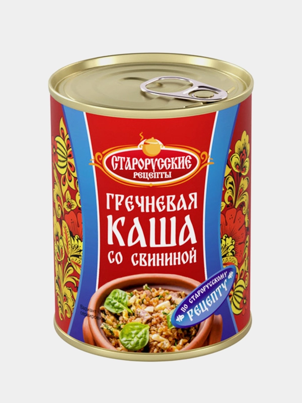 Каша гречневая со свининой Старорусские рецепты, 340 грамм