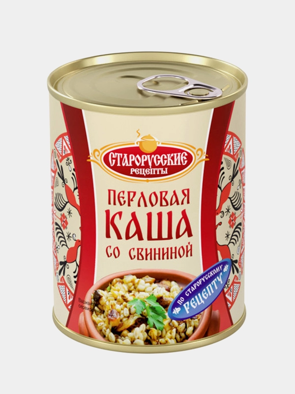Каша перловая со свининой Старорусские рецепты, 340 грамм