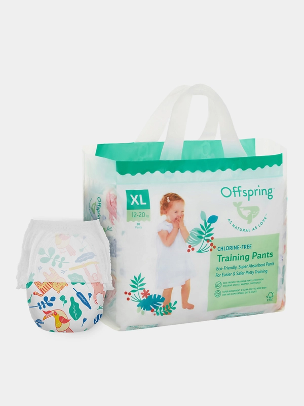 Трусики-подгузники Offspring, расцветка "Джунгли", XL, 12-20 кг, 30 штук