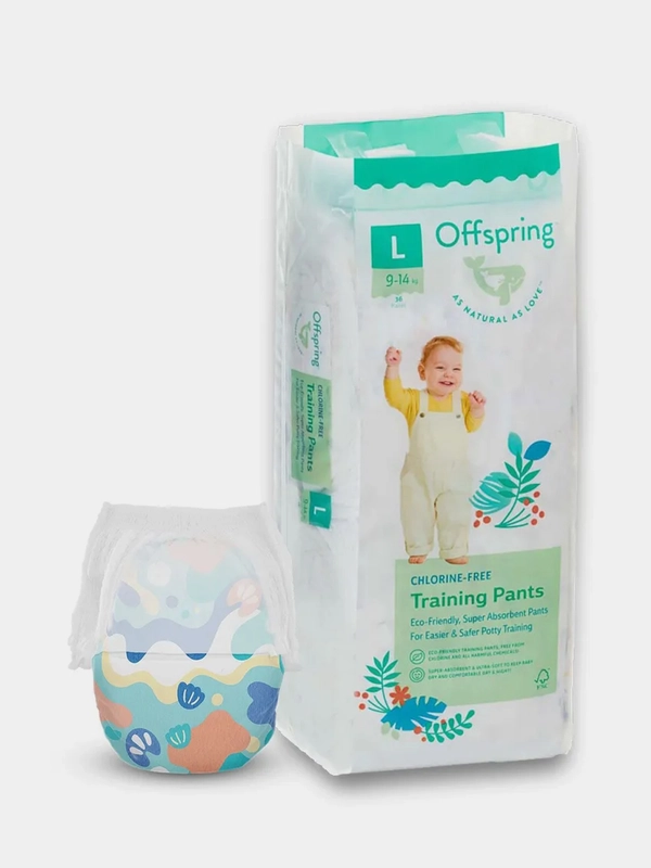 Трусики-подгузники Offspring, расцветка "Море", L, 9-14 кг, 36 штук