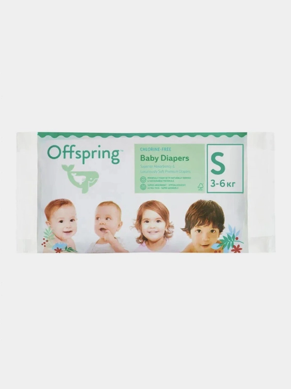 Подгузники Offspring, Travel pack, S, 3-6 кг, 3 штуки, 3 расцветки
