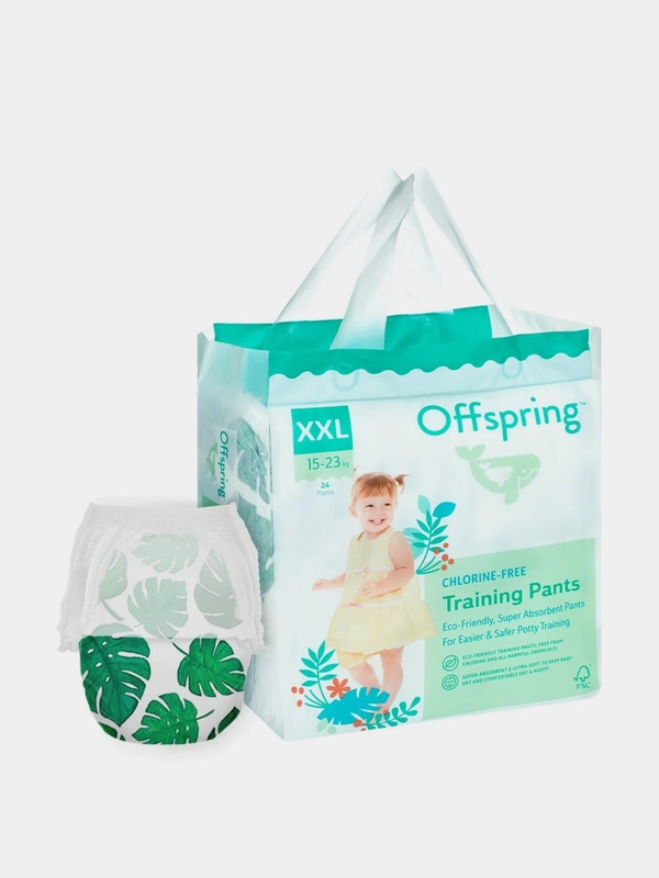 Трусики-подгузники Offspring, расцветка "Тропики", XXL, 15-23 кг, 24 штуки