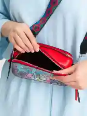 Алый сумка кросс-боди, сумка с широким ремнем, граффити сумка, мини сумка