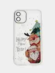 Белый чехол для iPhone 11, 12, 13, 14, 15, Pro Max, Plus, с новогодним принтом, прозрачный