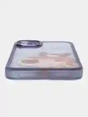Голубой чехол для iPhone 11, 12, 13, 14, 15, Pro Max, Plus, с новогодним принтом, прозрачный