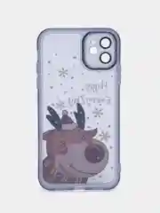 Голубой чехол для iPhone 11, 12, 13, 14, 15, Pro Max, Plus, с новогодним принтом, прозрачный
