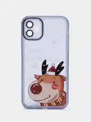 Голубой чехол для iPhone 11, 12, 13, 14, 15, Pro Max, Plus, с новогодним принтом, прозрачный