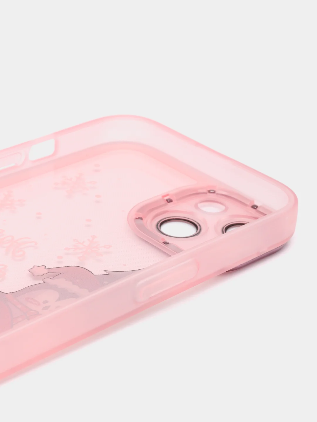 Розовый чехол для iPhone 11, 12, 13, 14, 15, Pro Max, Plus, с новогодним принтом, прозрачный