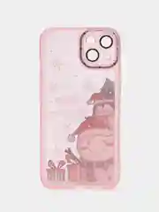 Розовый чехол для iPhone 11, 12, 13, 14, 15, Pro Max, Plus, с новогодним принтом, прозрачный