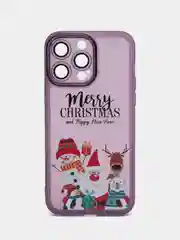 Фиолетовый чехол для iPhone 11, 12, 13, 14, 15, Pro Max, Plus, с новогодним принтом, прозрачный