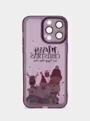 Фиолетовый чехол для iPhone 11, 12, 13, 14, 15, Pro Max, Plus, с новогодним принтом, прозрачный