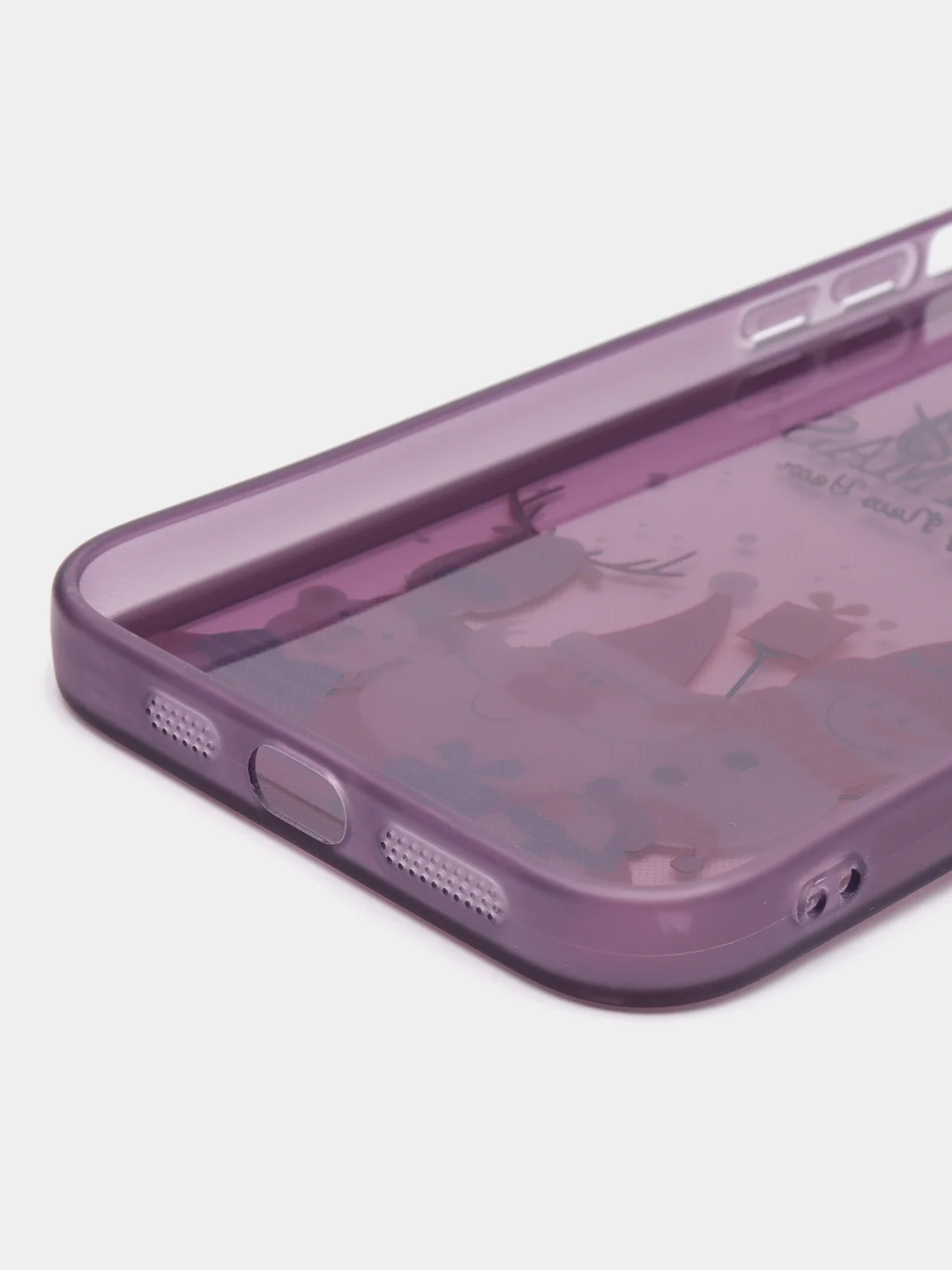 Фиолетовый чехол для iPhone 11, 12, 13, 14, 15, Pro Max, Plus, с новогодним принтом, прозрачный