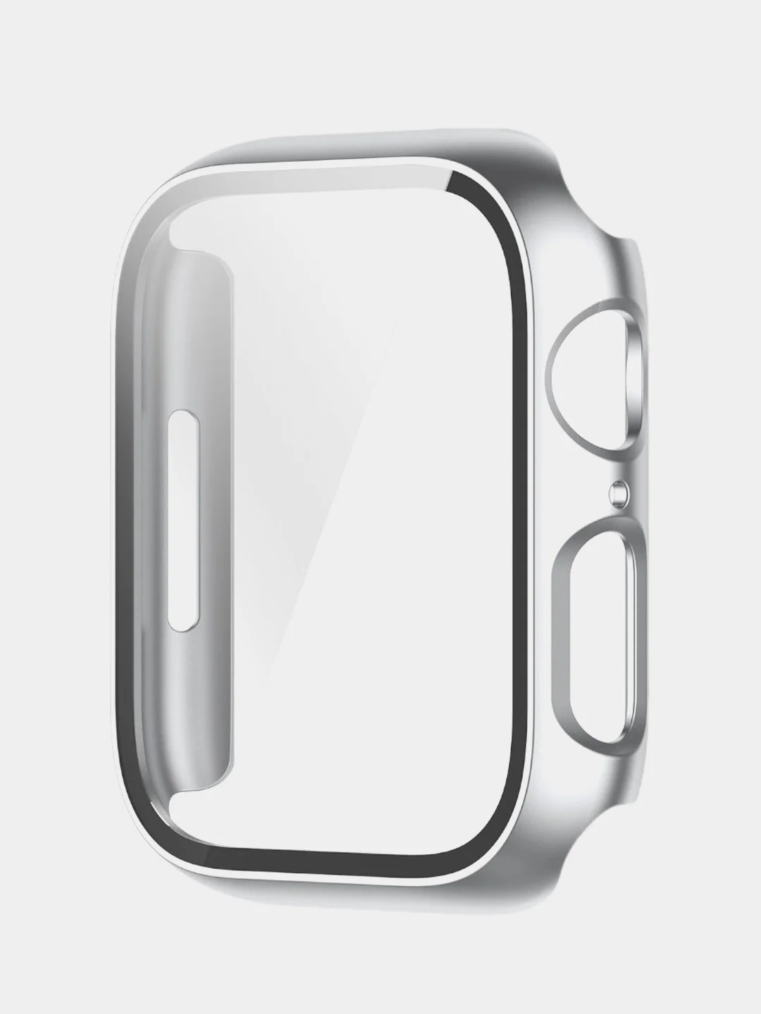 Серебряный бампер с защитным стеклом для Apple Watch 41 45 мм 7 series чехол