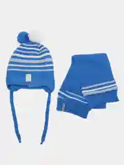 Синий комплект детский для мальчика, зима, демисезон, шапка и шарф