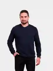 Темно-синий джемпер деловой SAYME под рубашку с длинным рукавом, водолазка с V-вырезом