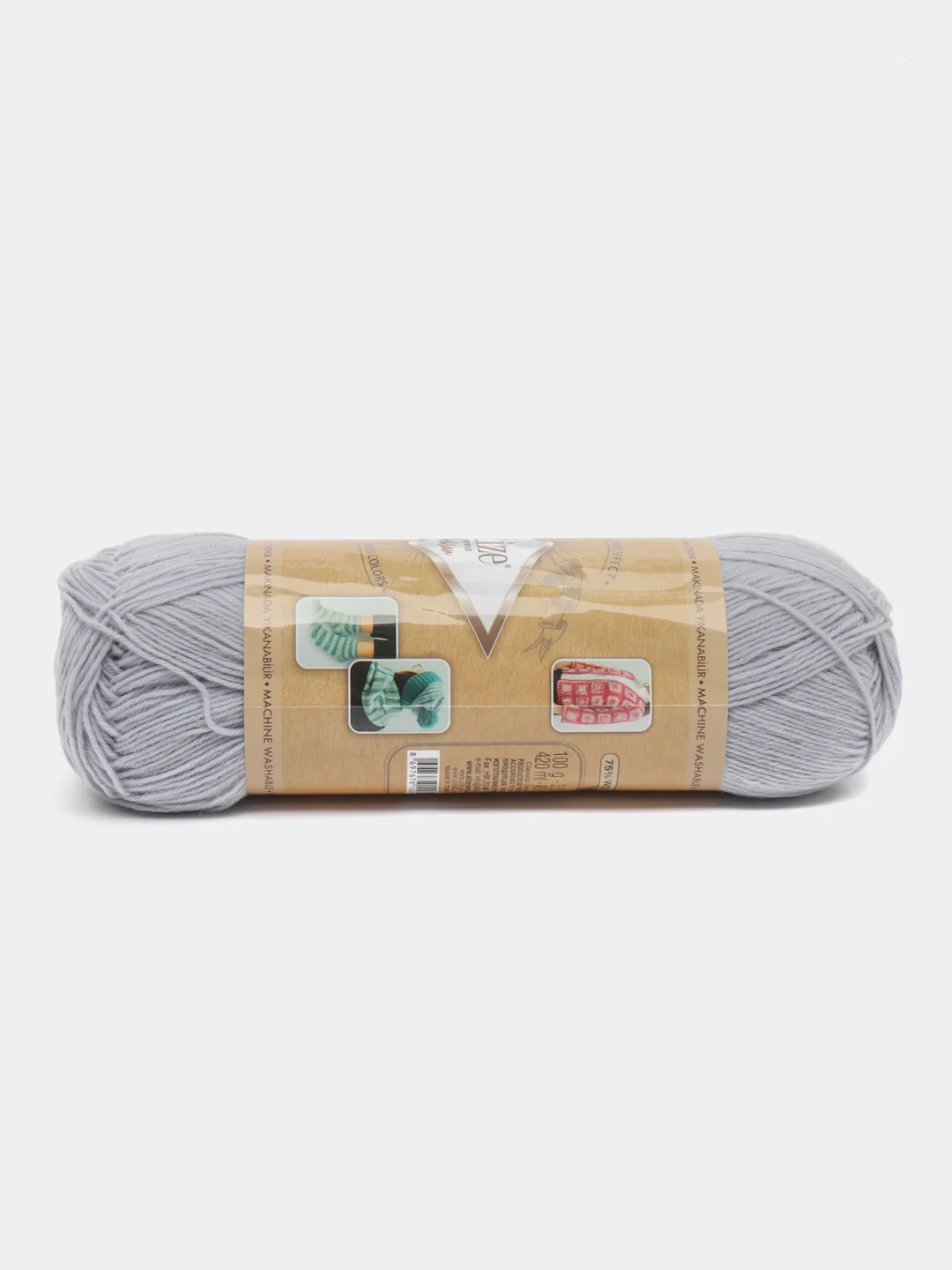 Серый металлик пряжа Носочная Alize Superwash Artisan 75% шерсть, 25% полиамид, 100 г, 420 м