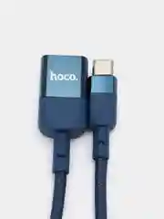 Синий переходник hoco U107 Type-C - USB f - USB 3.0 m, 3.0 A, адаптер переходник 1.2 м