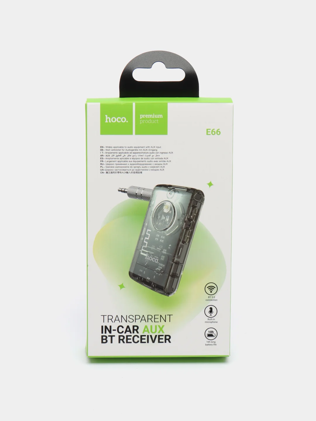 Черный aux, Bluetooth ресивер Hoco E66, автомобильный Bluetooth адаптер, c LED индикатором
