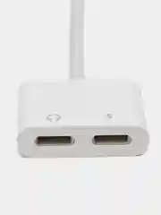 Белый аудио конвертер для iPhone, двойной Lightning, зарядка и аудио, BOROFONE BV11
