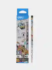 Карандаш чернографитный Deli Arti Graff, 2B, деревянный, шестигранный, 12 штук