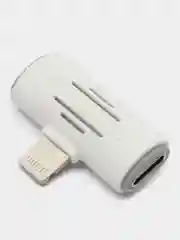 Белый переходник для iPhone зарядка с музыкой Borofone BV6, 8 pin - 2 х 8pin(f)