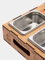 Деревянный поднос - подставка под пиво "Beer". Пивница с гастроемкостями для снеков