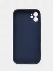 Темно-синий чехол силиконовый для iPhone 11, со стеклянной панелью, с защитой для камеры