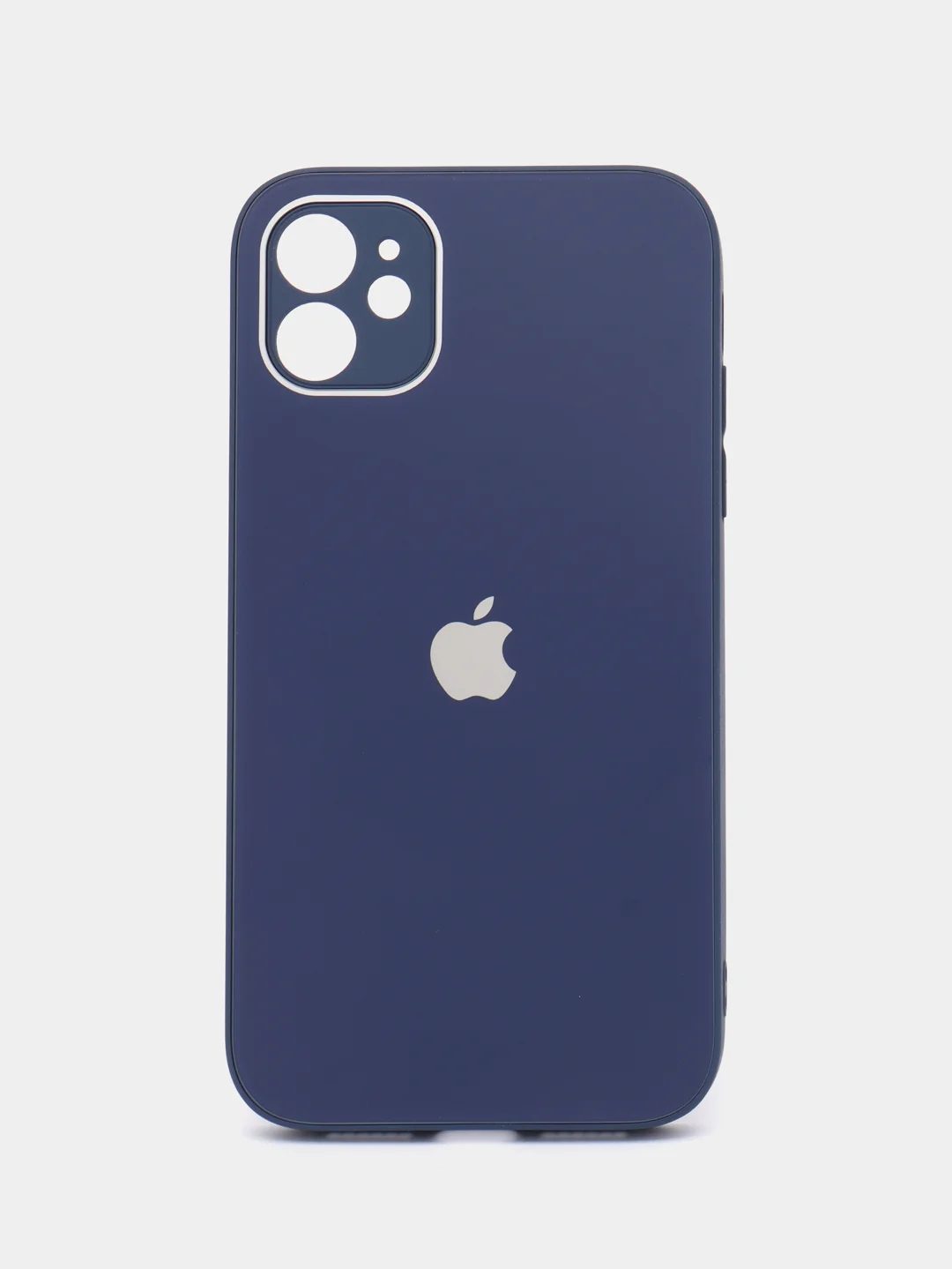 Темно-синий чехол силиконовый для iPhone 11, со стеклянной панелью, с защитой для камеры