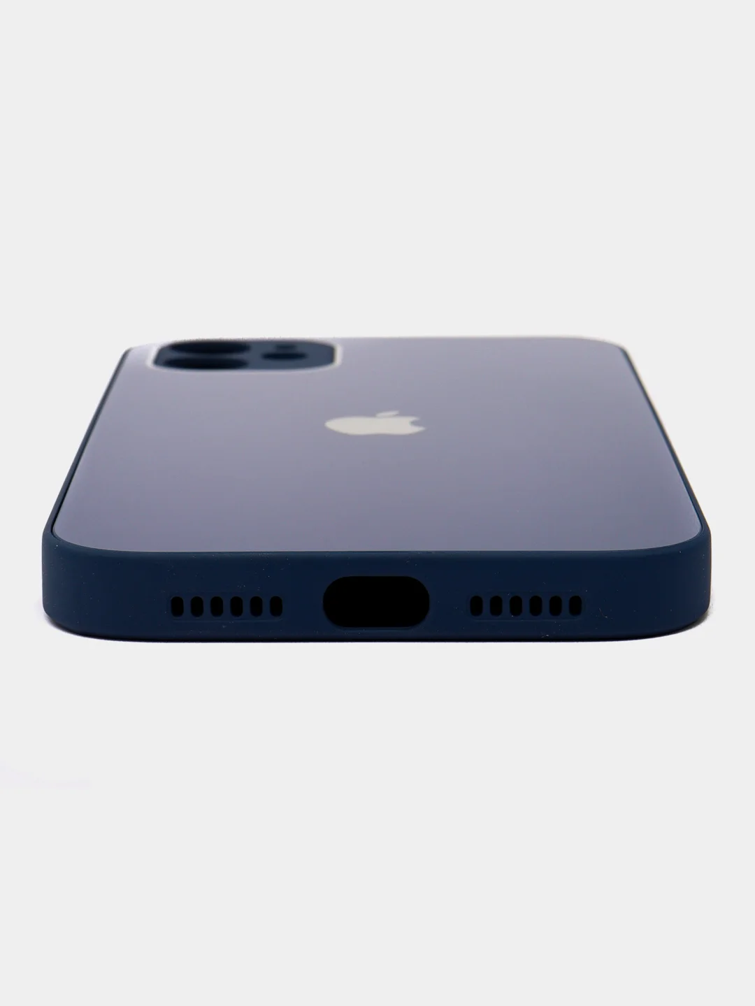 Темно-синий чехол силиконовый для iPhone 11, со стеклянной панелью, с защитой для камеры