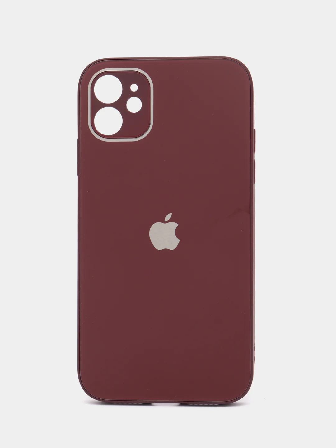 Тёмно-бордовый чехол силиконовый для iPhone 11, со стеклянной панелью, с защитой для камеры