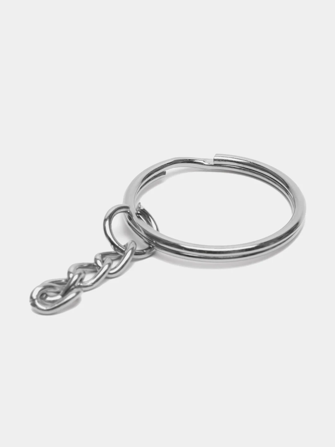 Серебряный основа кольцо для брелока на цепочке 25 мм, 10 шт
