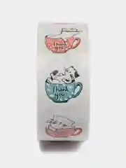 Стикеры наклейки котики, 500 штук, набором рулоном, надпись Thank you (Спасибо)