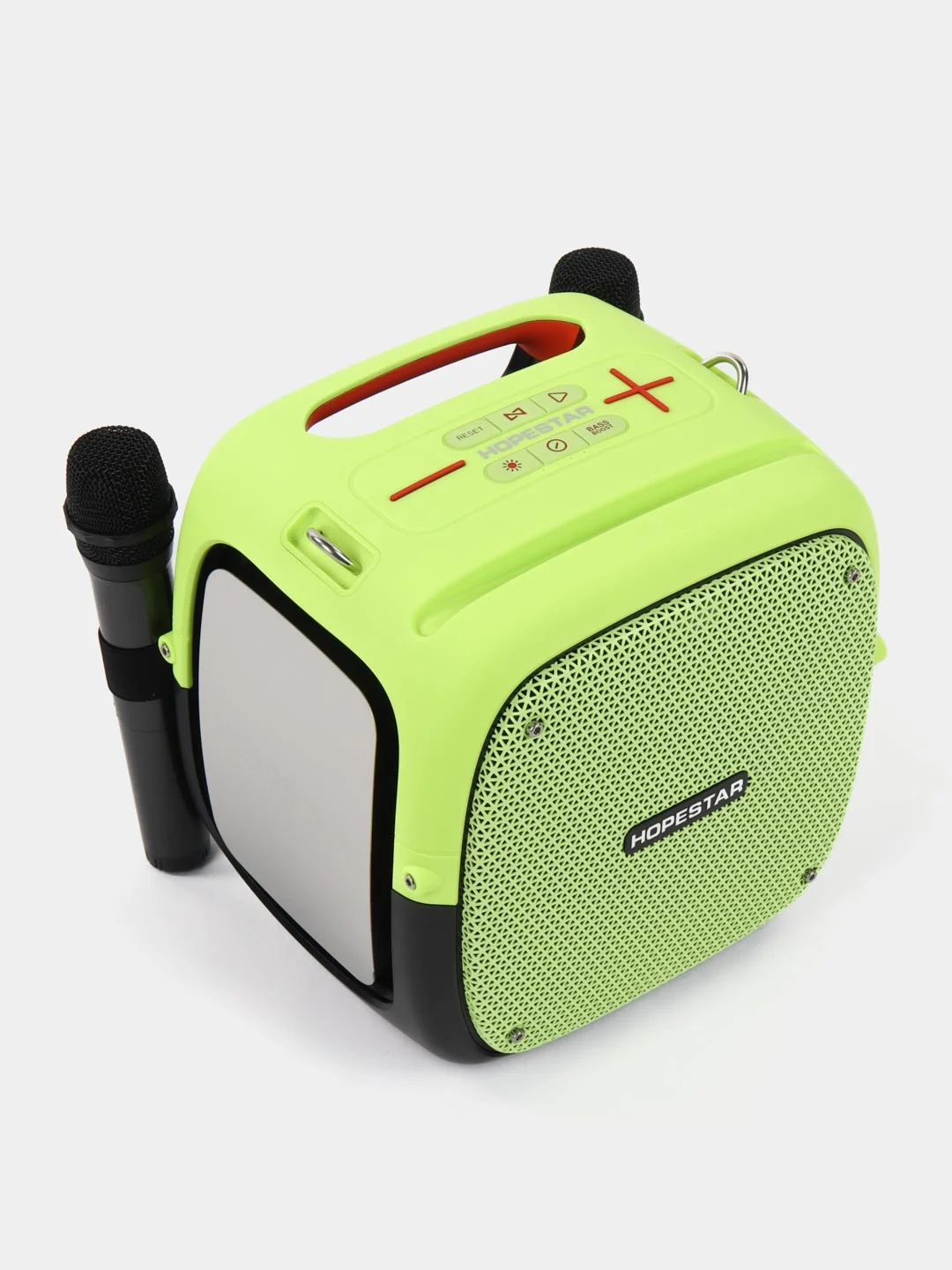 Желтый портативная Bluetooth колонка Hopestar Party One, 80 Вт, с двумя беспроводными микрофонами