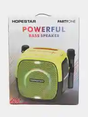 Желтый портативная Bluetooth колонка Hopestar Party One, 80 Вт, с двумя беспроводными микрофонами