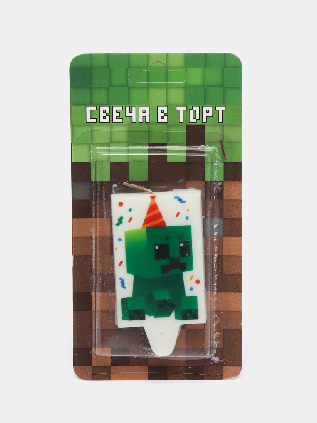 Зеленый свечи для торта Майнкрафт, свеча "Крипер"