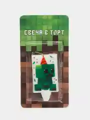Зеленый свечи для торта Майнкрафт, свеча "Крипер"