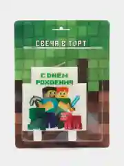 Зеленый свечи для торта Майнкрафт, свеча "Крипер"