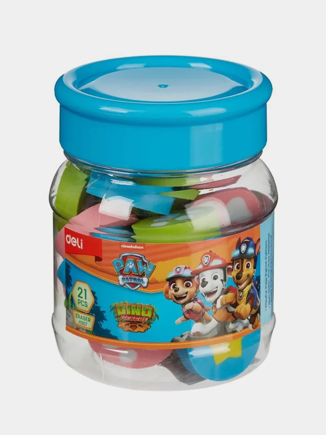 Набор ластиков Deli EH307 Paw Patrol, пластиковая туба, 21 штука