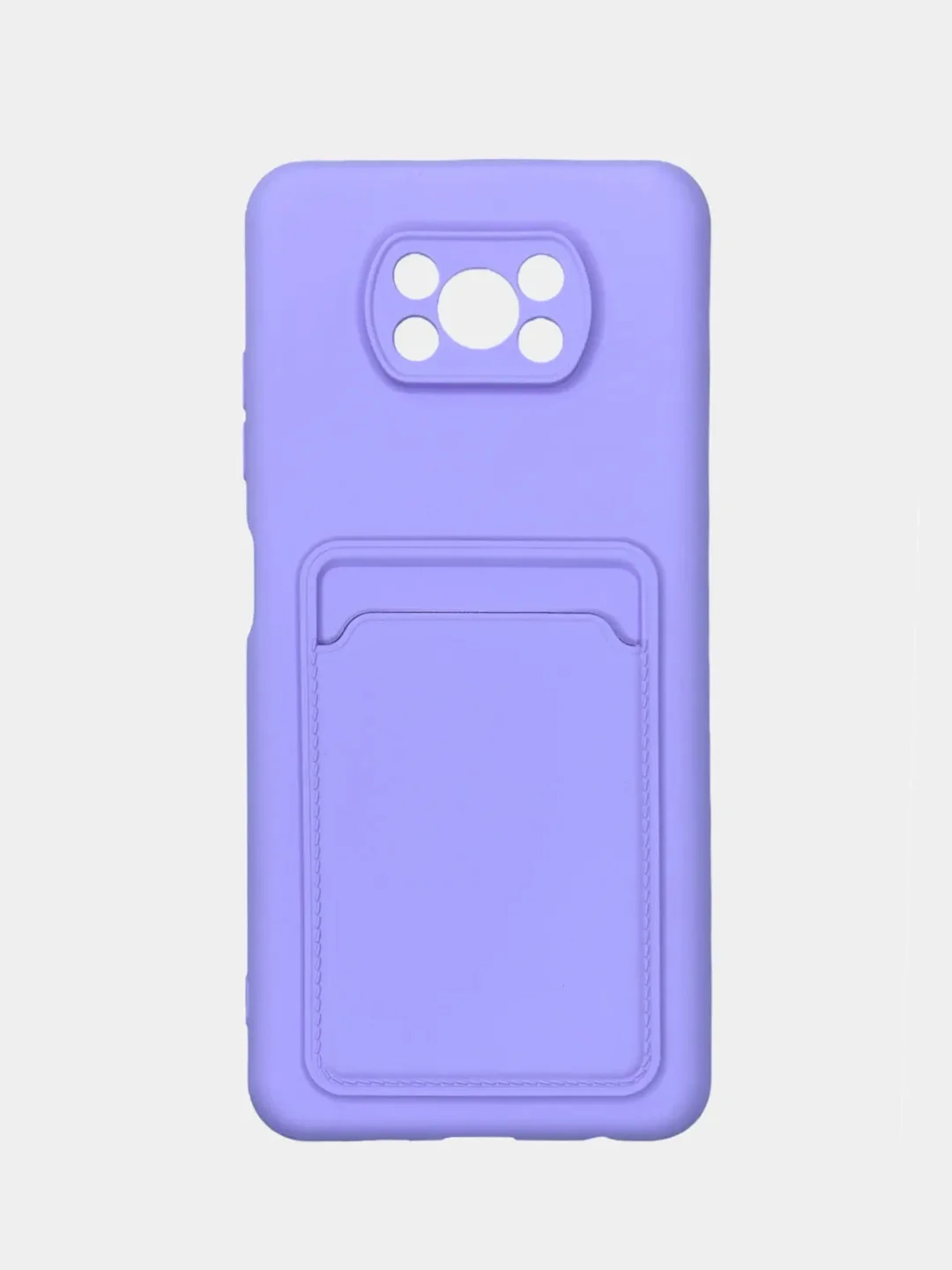 Лавандовый чехол Poco X3 / Poco X3 Pro (Поко Х3 Про) силиконовый с карманом для карты