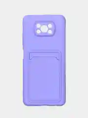 Лавандовый чехол Poco X3 / Poco X3 Pro (Поко Х3 Про) силиконовый с карманом для карты