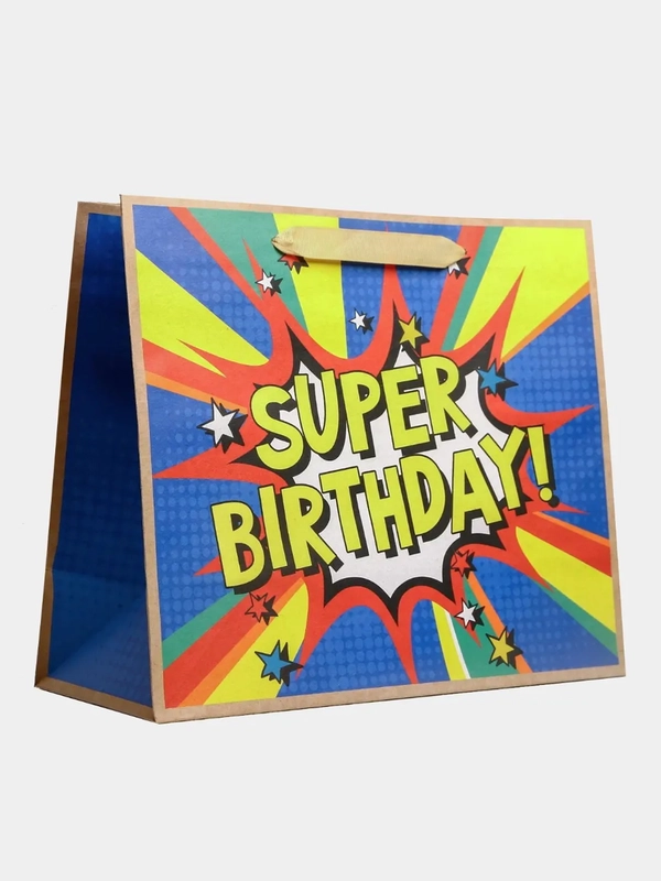 Пакет крафтовый горизонтальный Super birthday