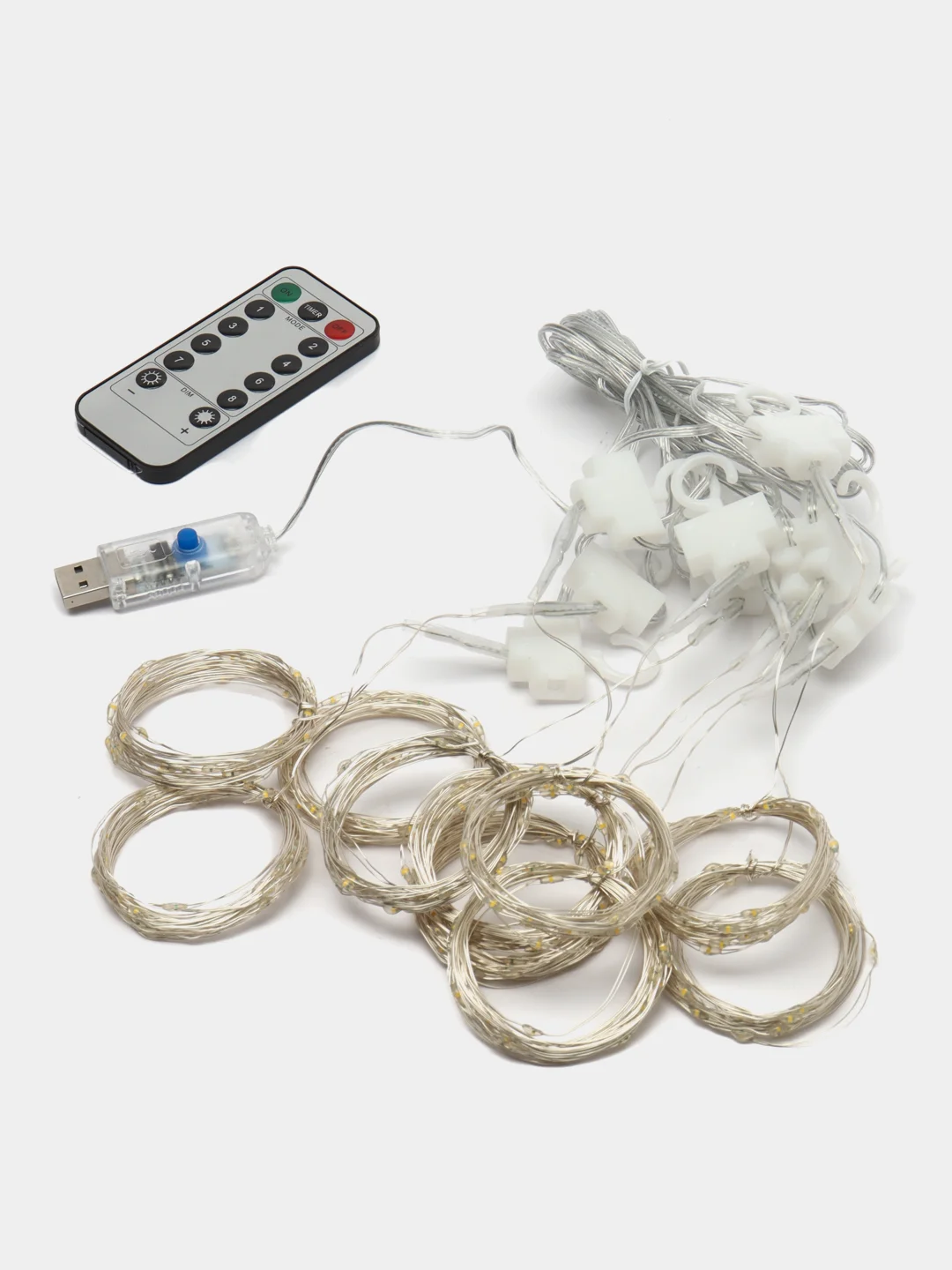 Желтый светодиодная гирлянда-штора с USB разъёмом, 3 х 3 метра, с пультом управления