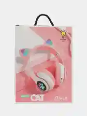 Зеленый наушники беспроводные с ушками CAT светящиеся, детские, подарок для девочки